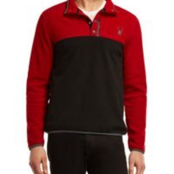 NWT Spyder "Frontier" Red/Black Pullover Fleece - Picture 3 of 7